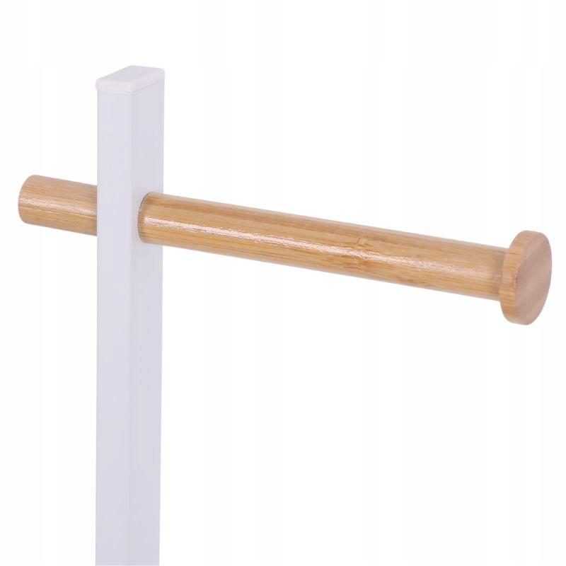 Kosz na śmieci bambus DO ŁAZIENKI 5L + stojak uchwyt na papier toaletowy Kolor beżowy biały