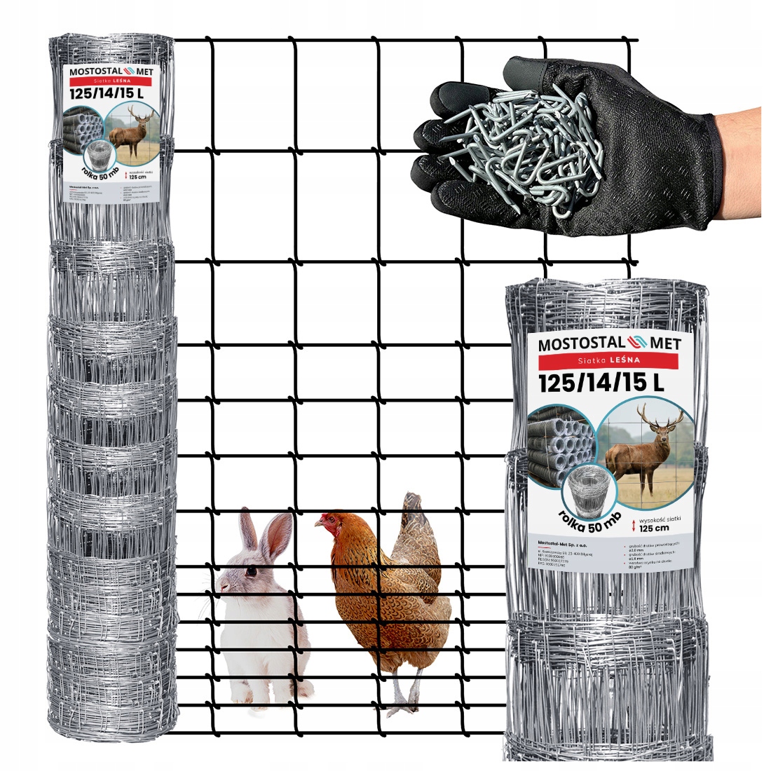 Siatka Leśna Ogrodzeniowa 125/14/15 L 50m Gęsta na kury Zająca owce