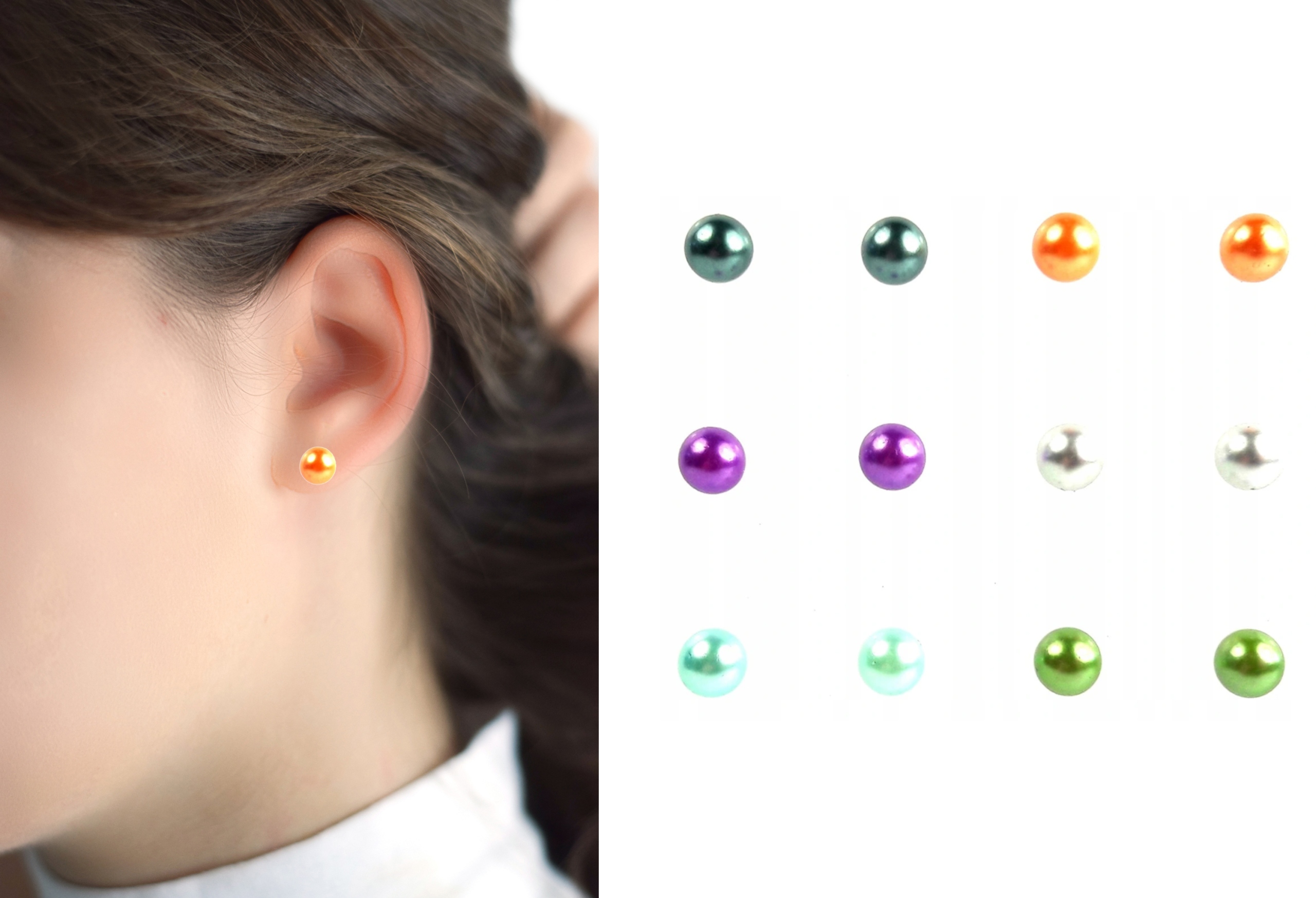 

Kolczyki perełki 6mm 6 par zestaw