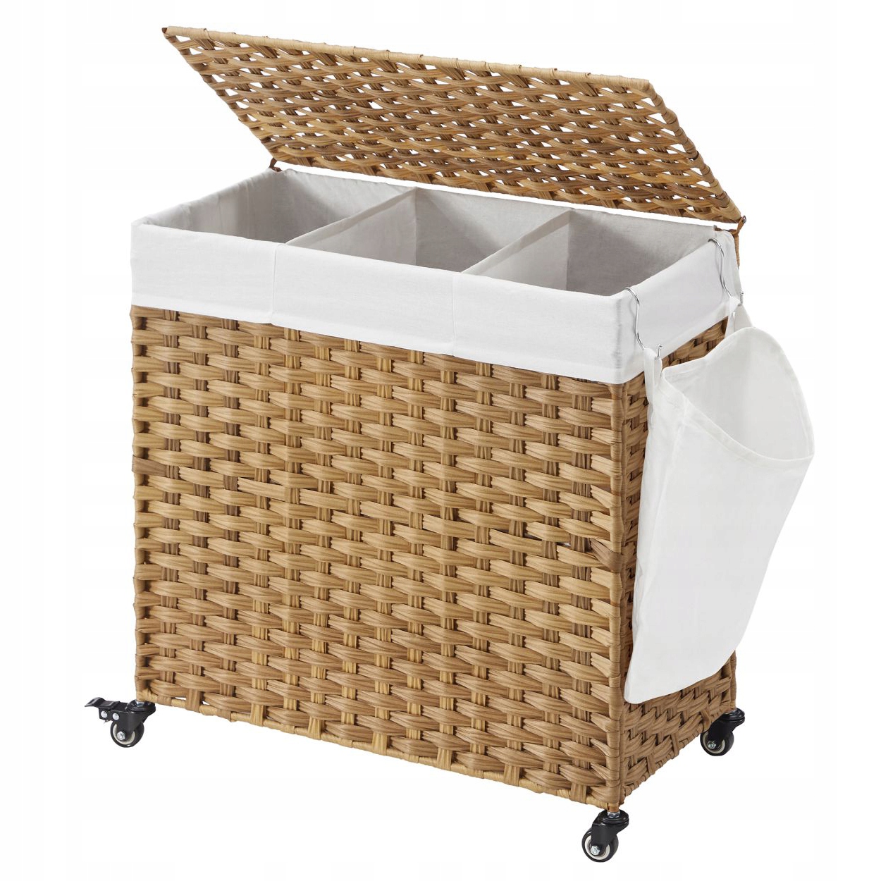 Mobilný kôš na bielizeň na kolieskach Rattan 66 cm Boho