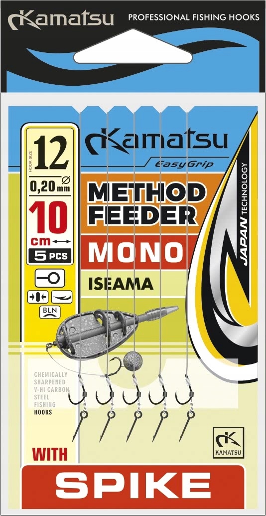 Przypon Method Feeder Mono Iseama 12BLNO/10cm/0,20mm Spike K-006 OP.5SZT Ka