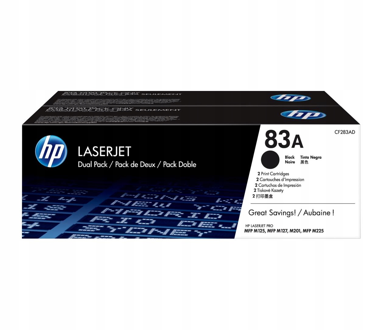 Hp tisková kazeta 83A černá originál, CF283AD dual pack