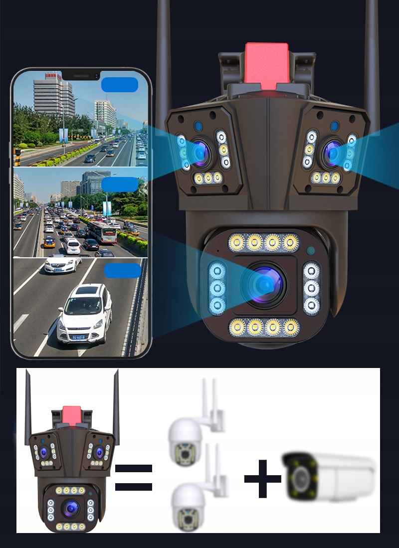 Kamera OBROTOWA 360° IP zewnętrzna 12MP 8K WI-FI Detekcja Głośnik z POLSKi Technologia IP