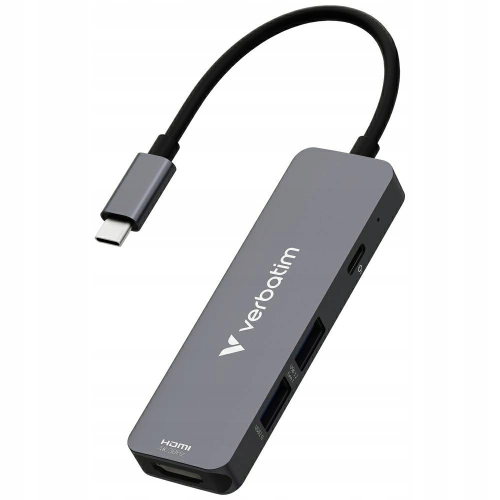 Adapter Hub Verbatim Usb-c/hdmi/usb-a 3.2/USB-A 2.0 aluminiowy 32155
