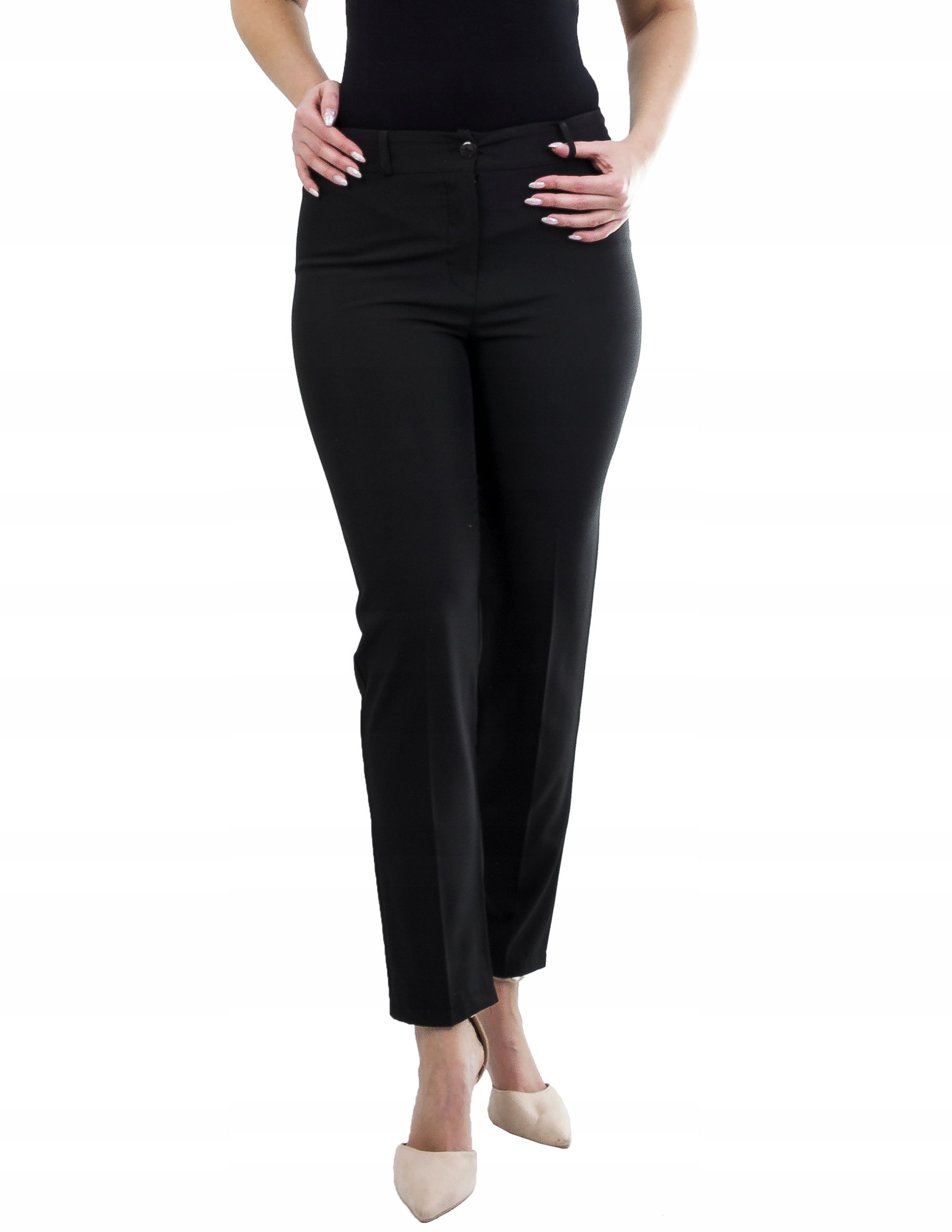 S339 ELEGANCKIE SPODNIE CYGARETKI CZARNY r 46 Cechy dodatkowe wyszczuplające