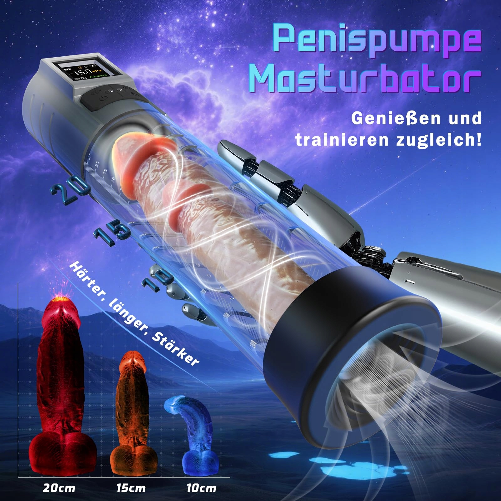 HIVEFUN Pompka Do Penisa Dla Mężczyzn Z 6 Trybami Ssania Elektryczna — miniatura 8