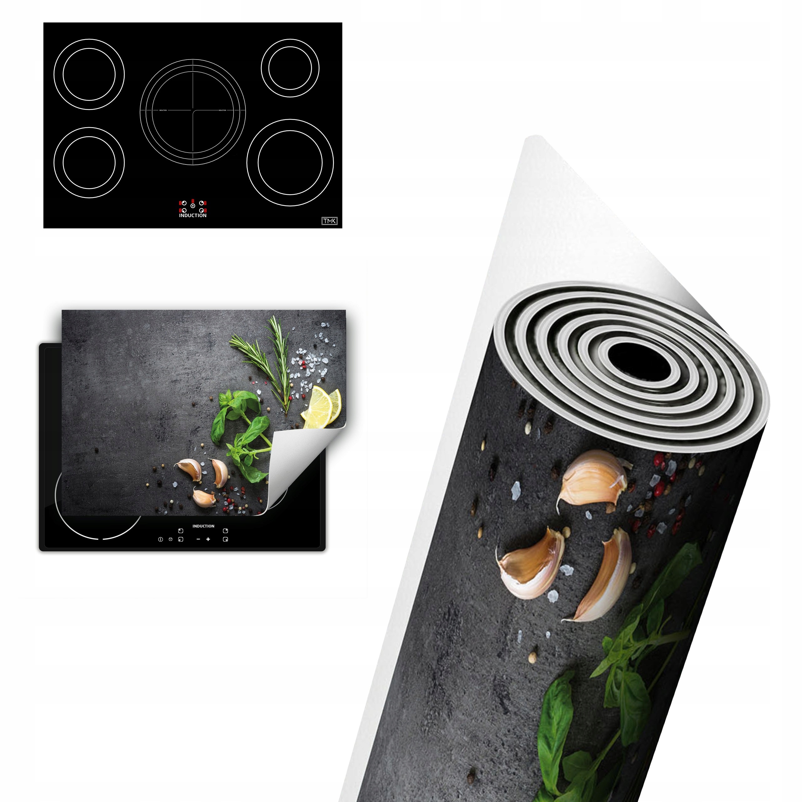 Vinylová Ochrana Na Indukci Deska 80x52 břidlice bylinky