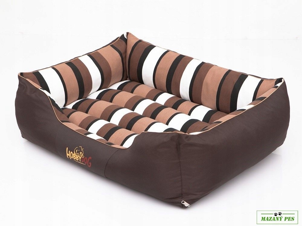 Levně Hobby Dog Pelíšek pro psa Comfort hnědý s pruhy Velikost L 65 x 50 cm
