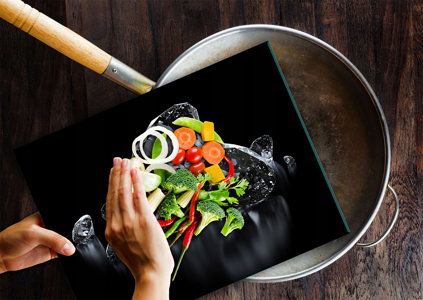 SZKLANA DESKA DO KROJENIA PODSTAWKA 40x30 DIAMENTY SZKŁO HARTOWANE Marka TMK ArtDeko