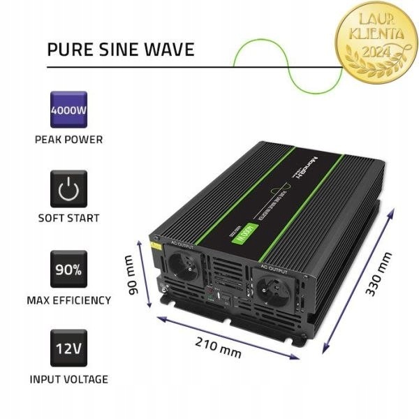 Monolith menič, využiteľný výkon: 2000 W, vstupné napätie: 12 Qoltec