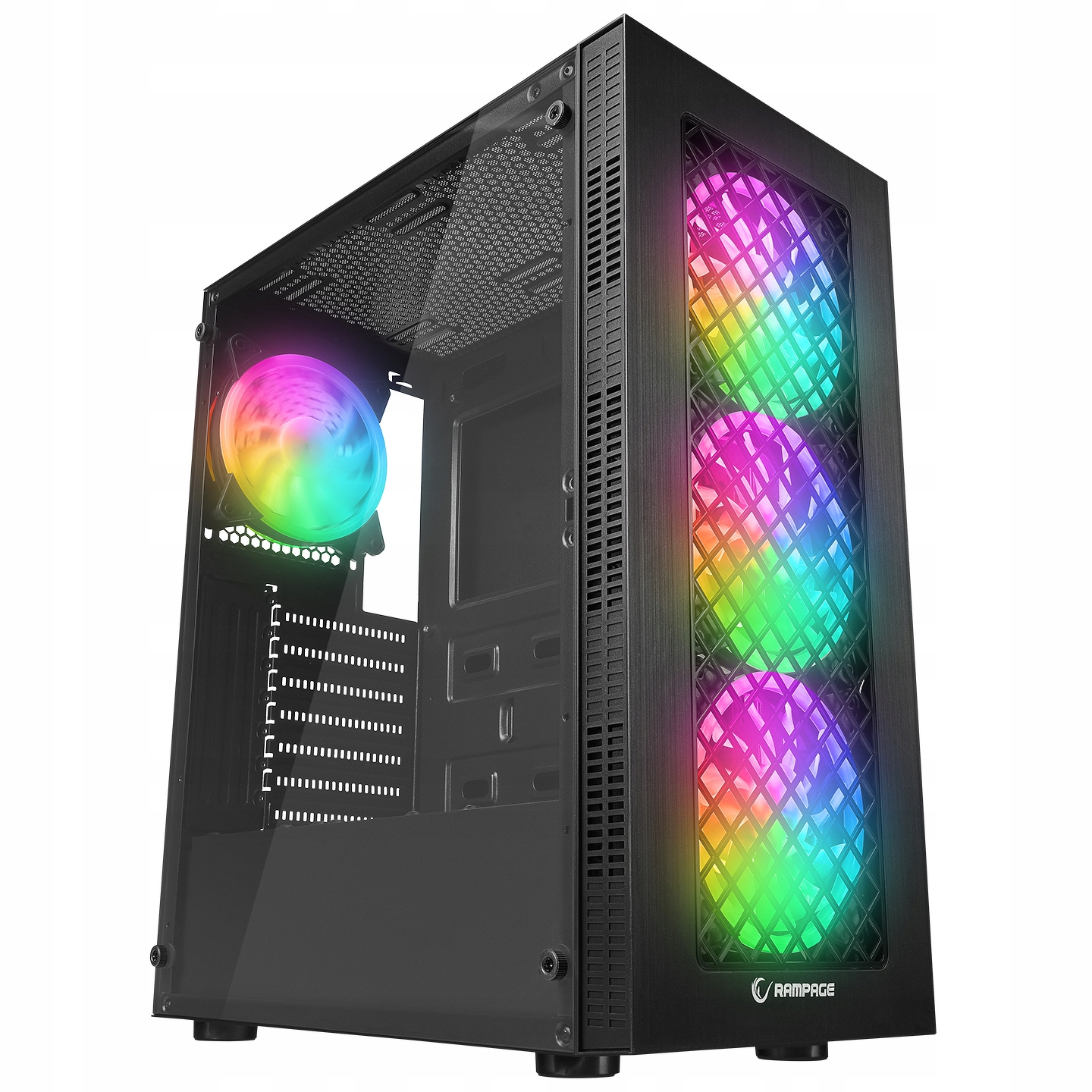 Rampage Plaid V1 Počítačová Skříň 4x ventilátor 120 mm Rgb černá