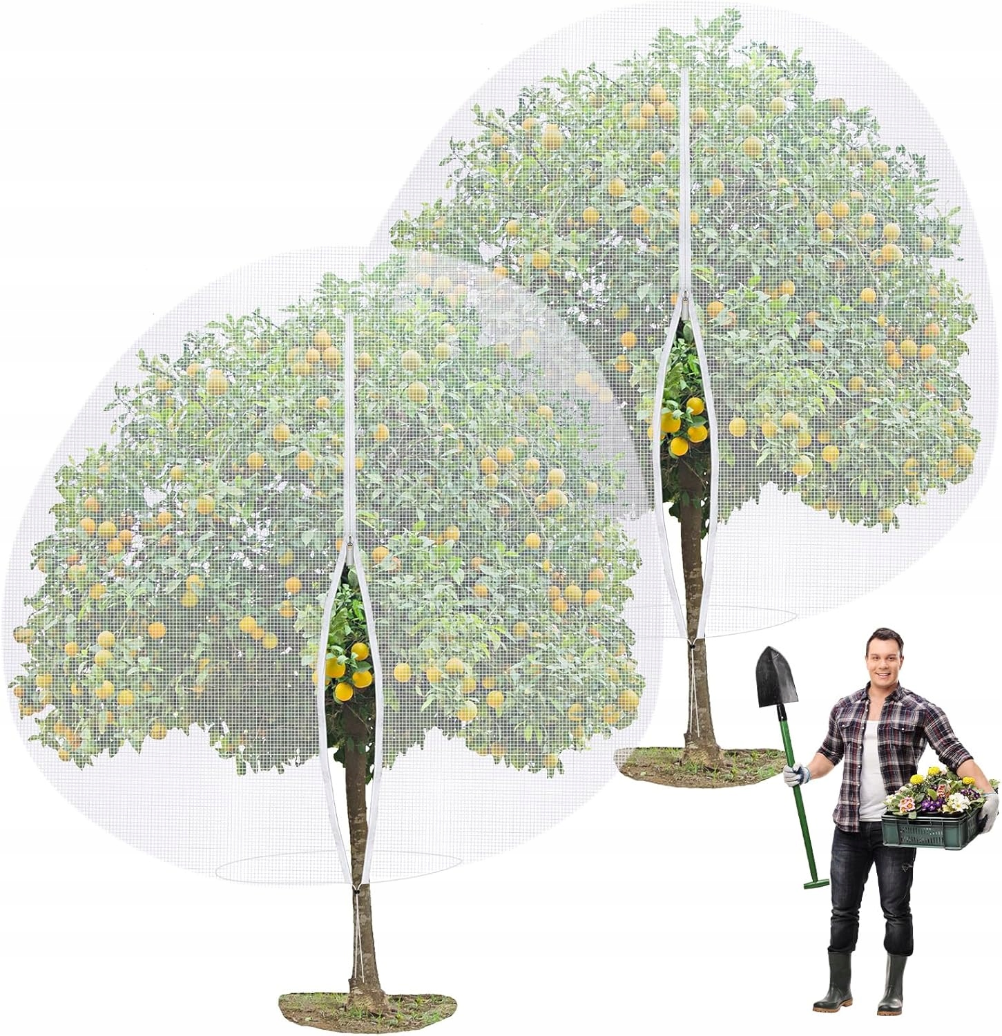 Ochranná Síť Proti Hmyzu 2 Kusy 1.8 M X 1.8 M Se Zámkem A Provázkem Bílá