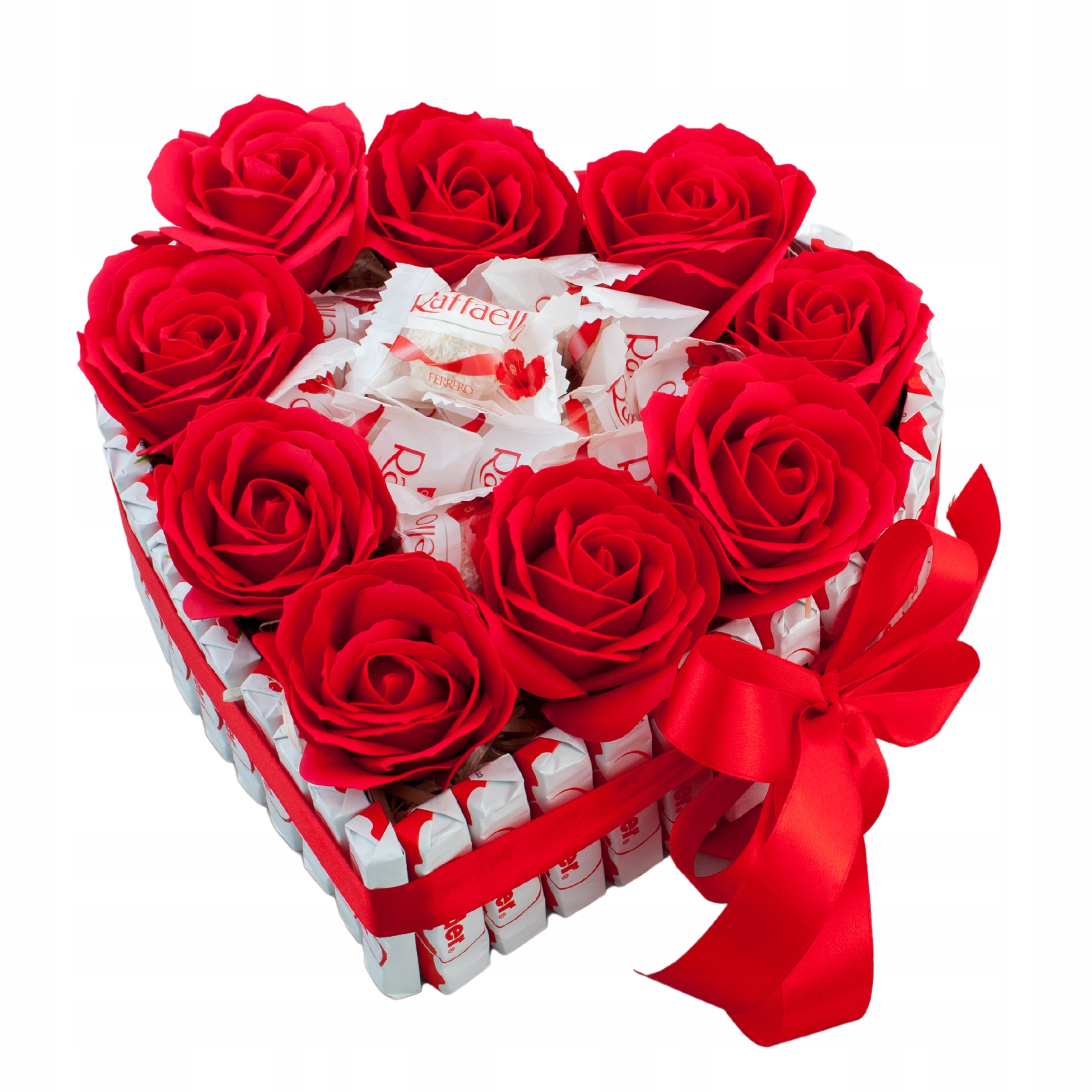 Levně Srdce z kinderků rafaello dárek pro ni růže