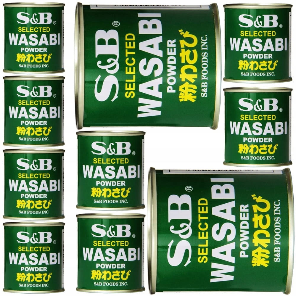 10x Japońska Ostra Pasta Wasabi Proszek Zielony Chrzan Sushi Puszka 30g Sb