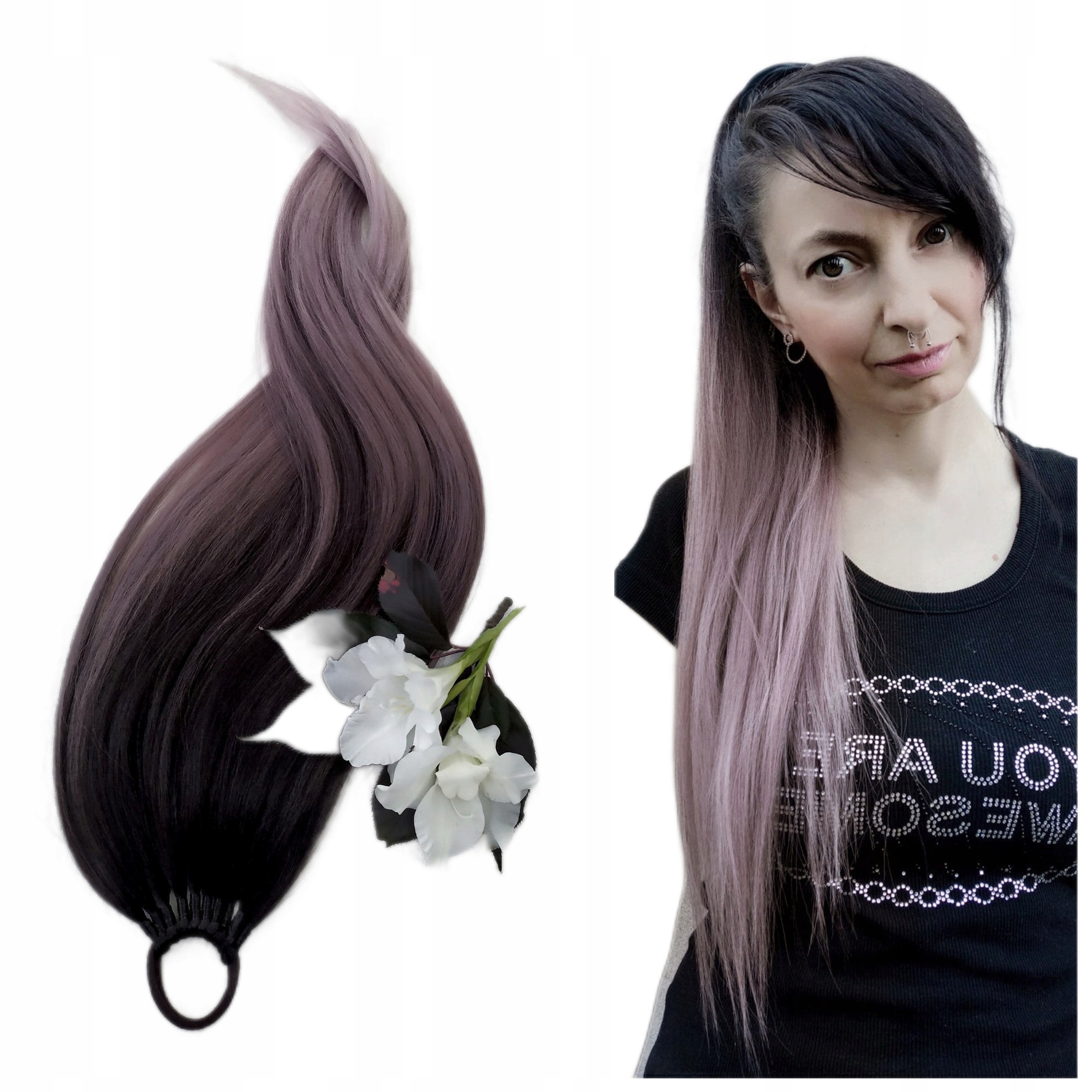 Připínací poník na gumičce, Příčesek, fialová hnědá, Vřesová Brunetka, 60 cm