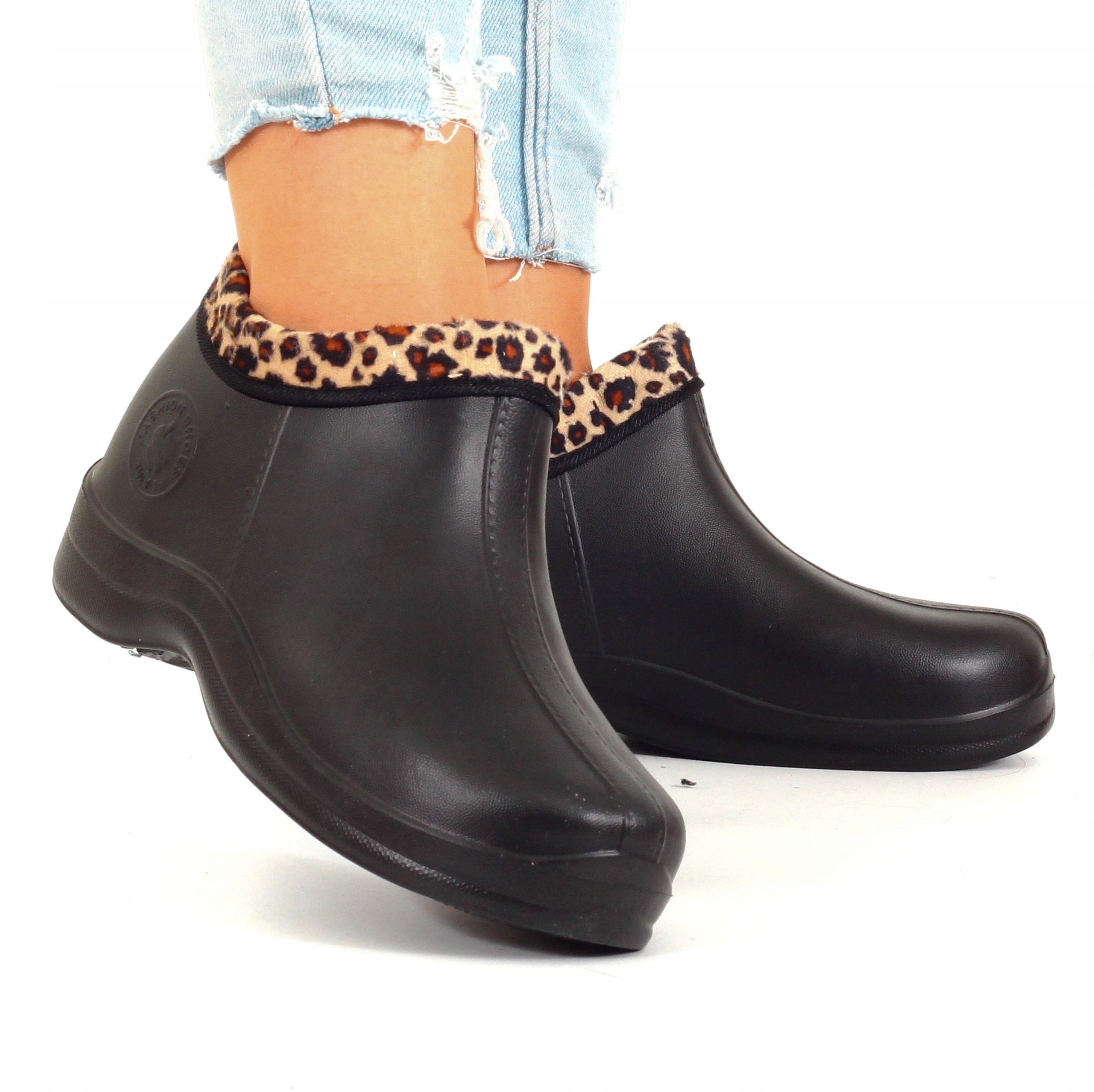 KALOSZE damskie gumowce piankowe KRÓTKIE OCIEPLANE Wysokość za kostkę