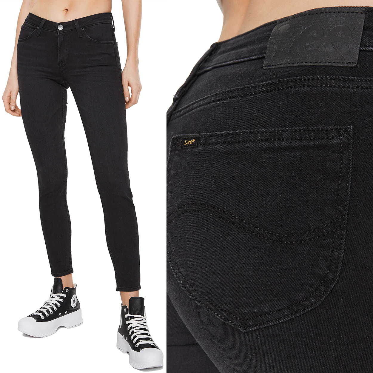 Lee Scarlett skinny Midnight Černé Dámské Džínové Kalhoty Úzké Nohavice W25 L29