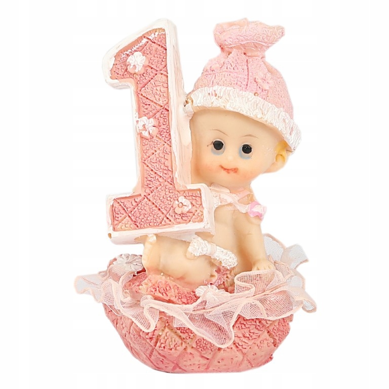 Figurka Dziewczynka 1 urodziny, różowa, — 5