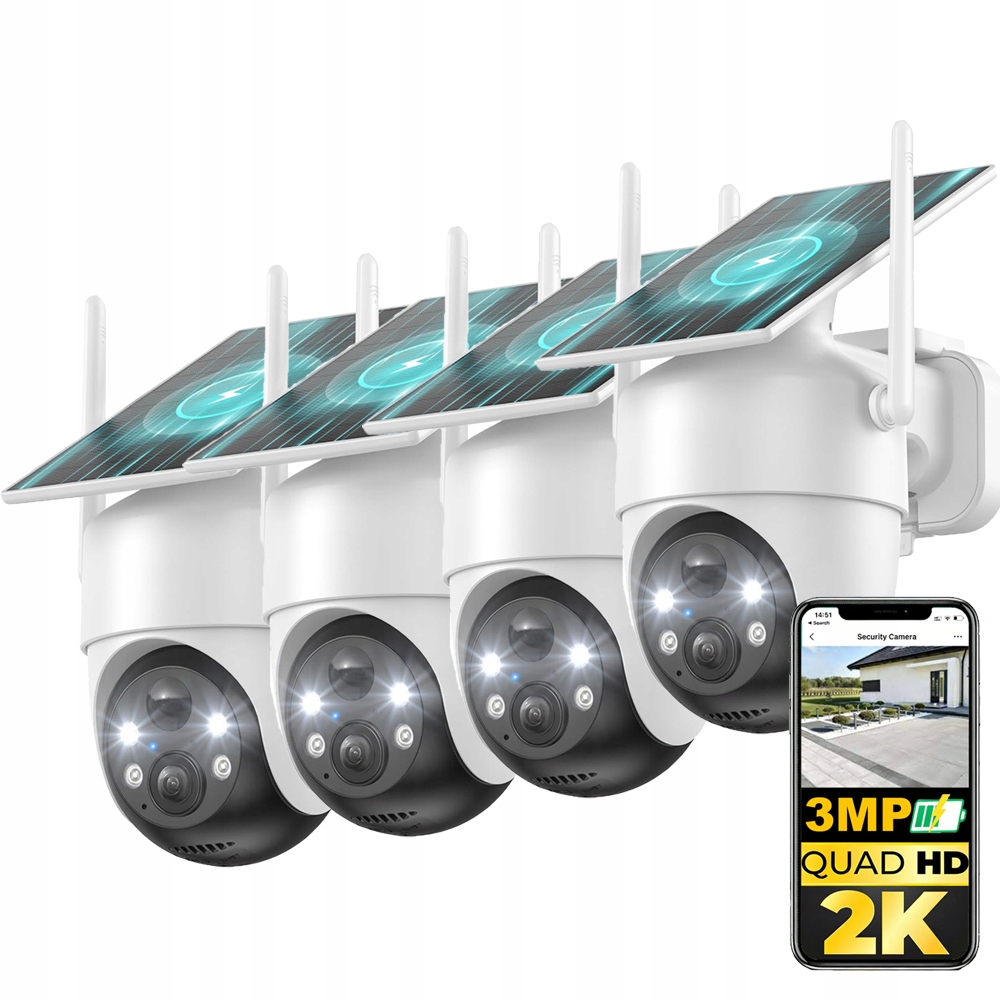 4 kusy Venkovní monitorovací kamera s akumulátorem Bezdrátová kamera