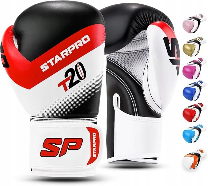 Rękawice Bokserskie Starpro T20 Premium Pu Czarna 12oz Sparing Muay