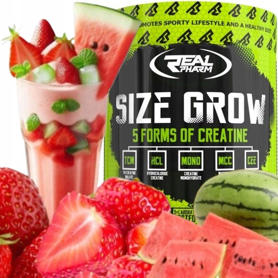 Kreatin kreatinový stak Jablko Real Pharm Size Grow 675g Jahoda Meloun