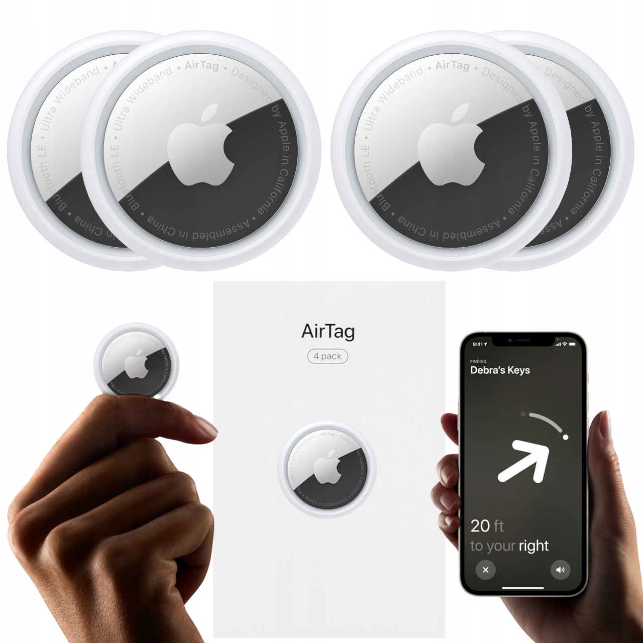 Lokalizátor Apple Airtag Bluetooth IP67 VoiceOver MX542ZY/A 4 Kusy