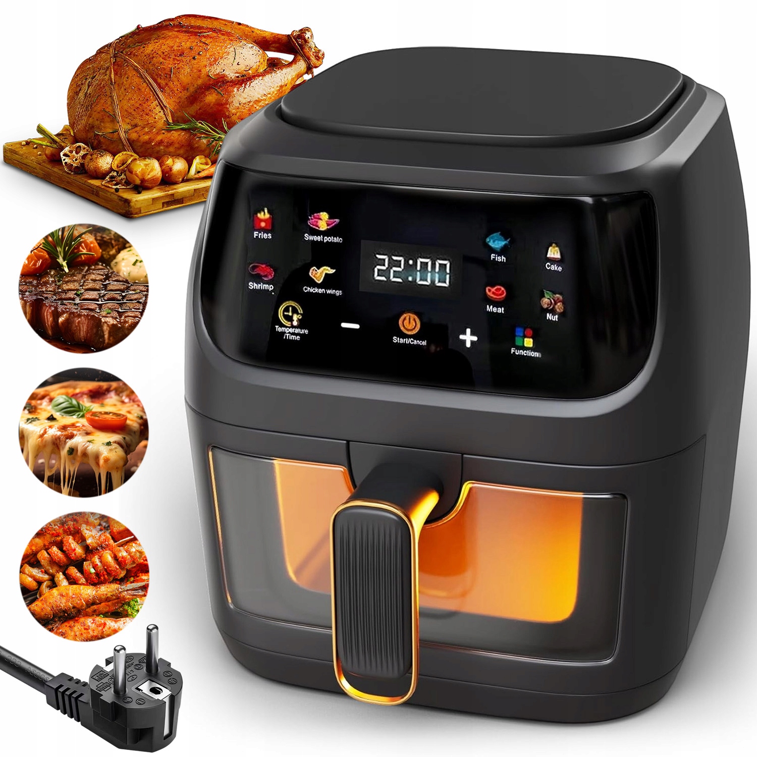 8L Frytkownica Beztłuszczowa 2400W Air Fryer Frytownica Ekranem Dotykowym