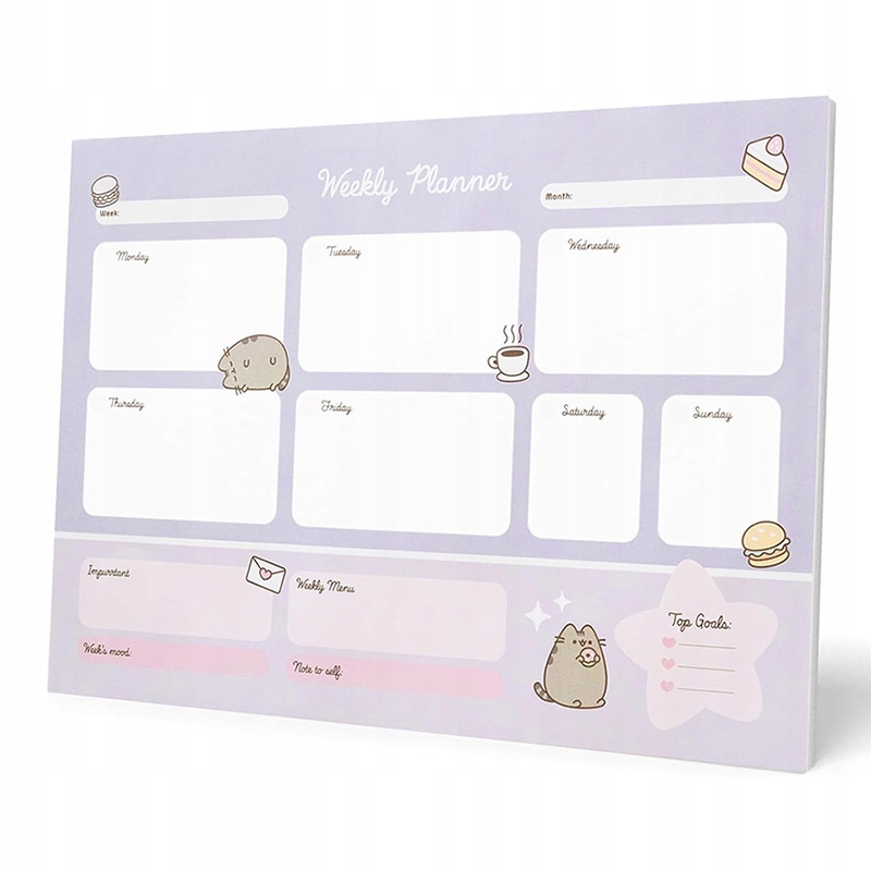 Pusheen - Planner tygodniowy z kolekcji Moments 54 strony A3 Marka Pusheen