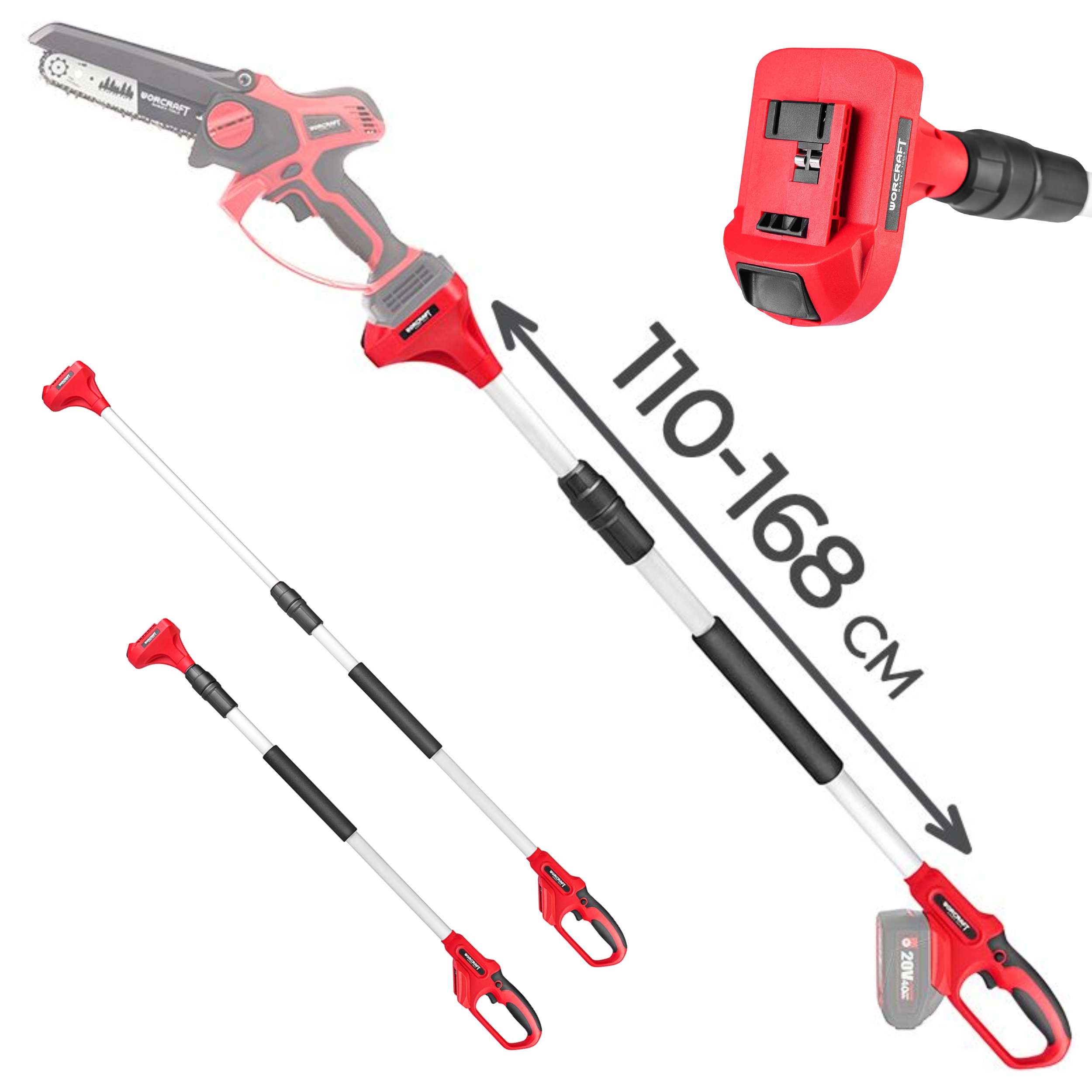 Wysięgnik Piły Przedłużka Pilarki Gałęziówki Regulacja Długości 110-168 CM