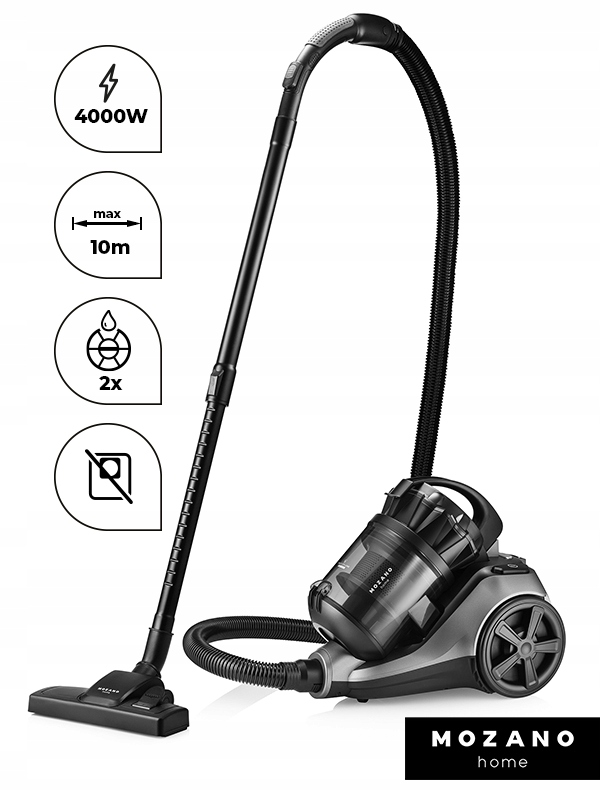 ODKURZACZ CYKLONOWY MOZANO TURBOSZCZOTKA BEZWORKOWY 4000W FILTR HEPA 3L Marka Mozano