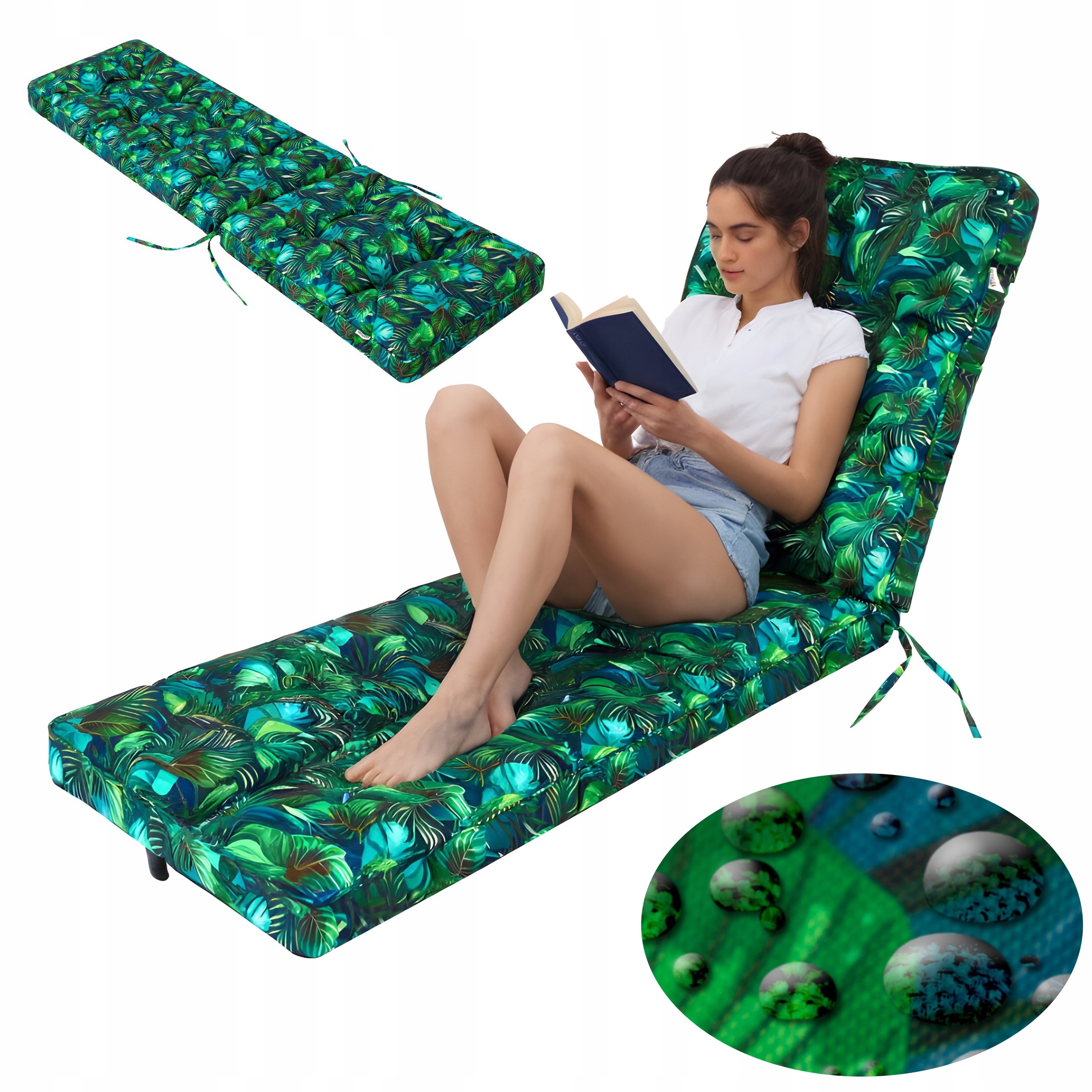 Dlhý vankúš na záhradné ležadlo Vankúš na nábytok vodotesný 201 x 55 cm