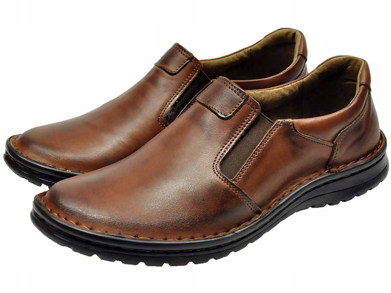 MĘSKIE POLSKIE MOKASYNY SKÓRZANE 515 RUDY 42 Marka inna