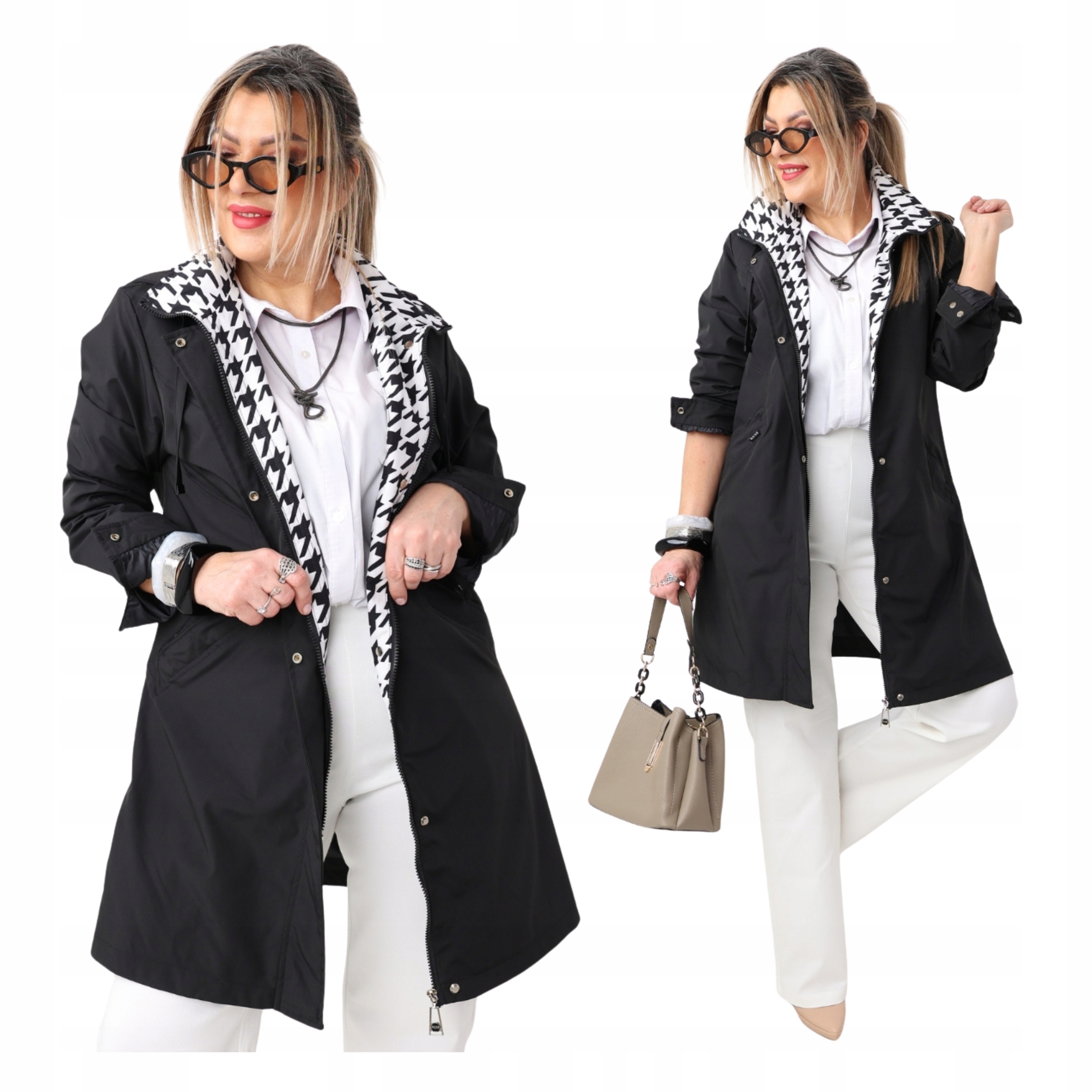 Kurtka Damska Przejściowa Płaszcz Lekka Duże Rozmiary Sportowa Z Kapturem