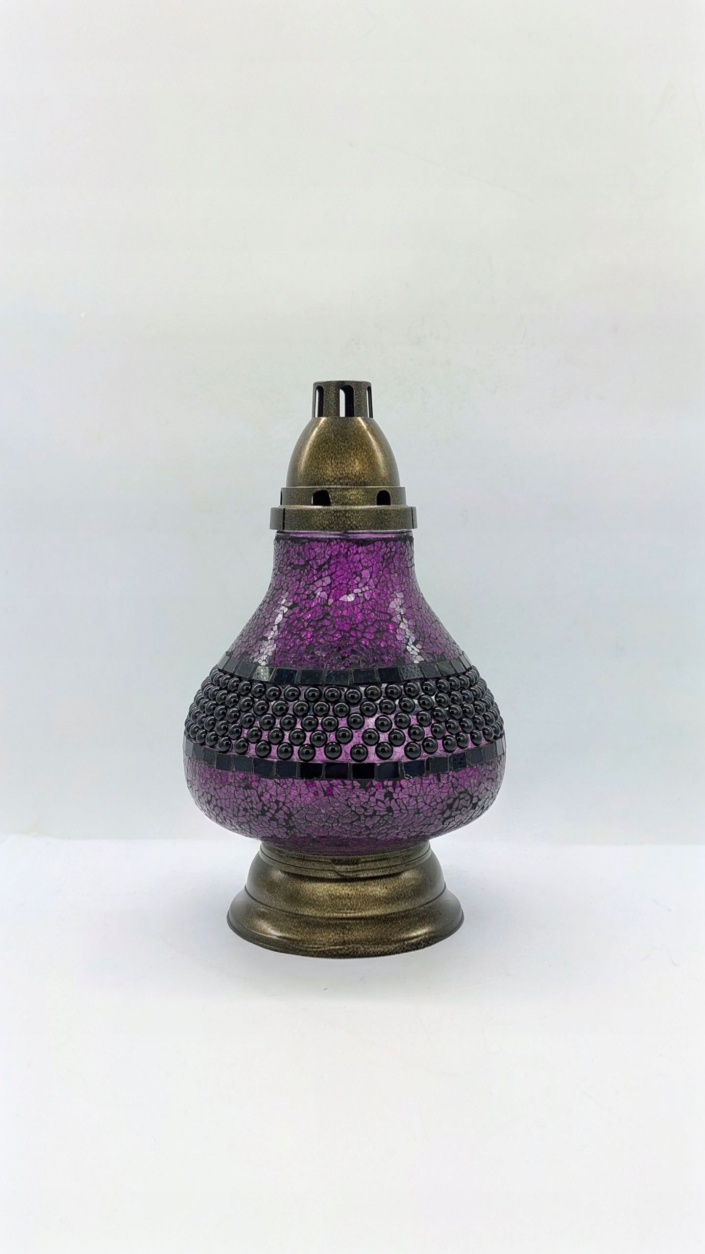 Hřbitovní Svíčka na hřbitov Ilumini Karafa Vitrážový Led korál 36 cm Fialová