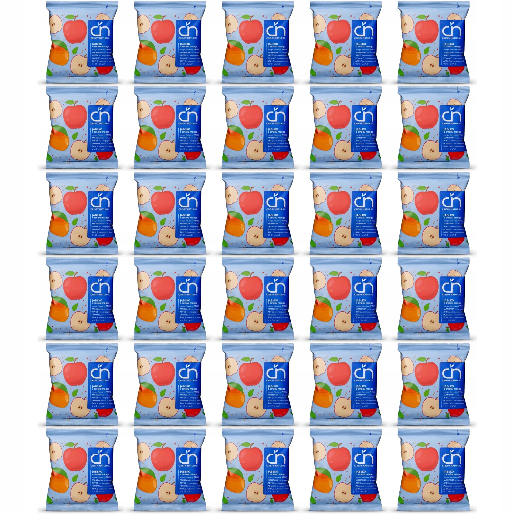Zestaw Crispy Natural Jabłko o smaku mango Suszone chipsy z 30 szt.