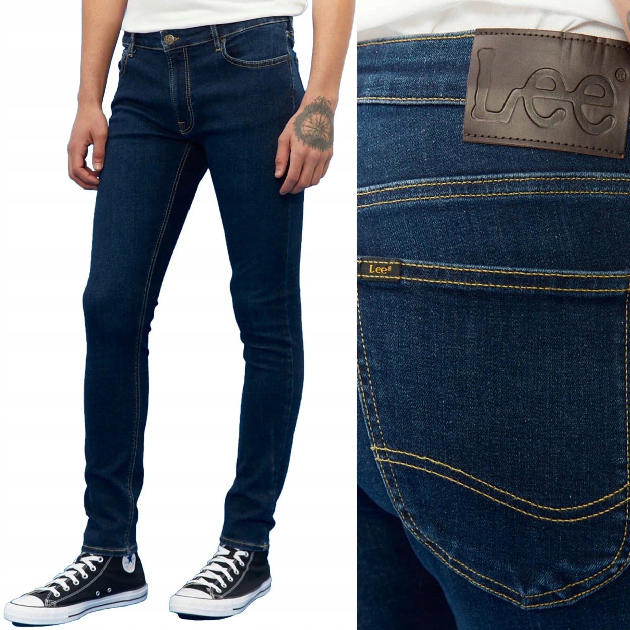 Lee Malone skinny Washed Dark DžINS tmavé džínové kalhoty s trubičkami W29 L34