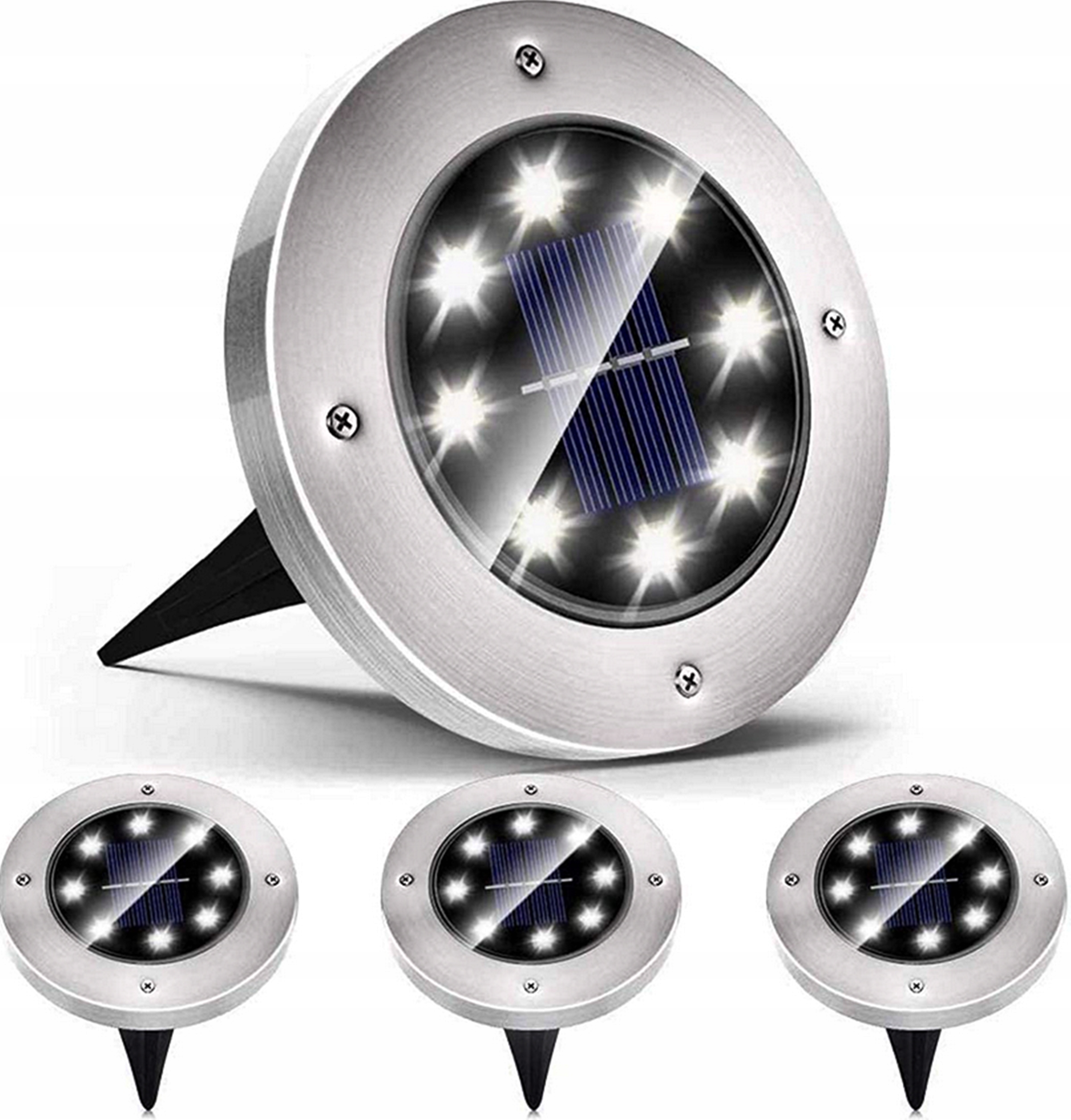 

Lampki Lampy Solarne Wbijane Ogrodowe Disk 4 Szt