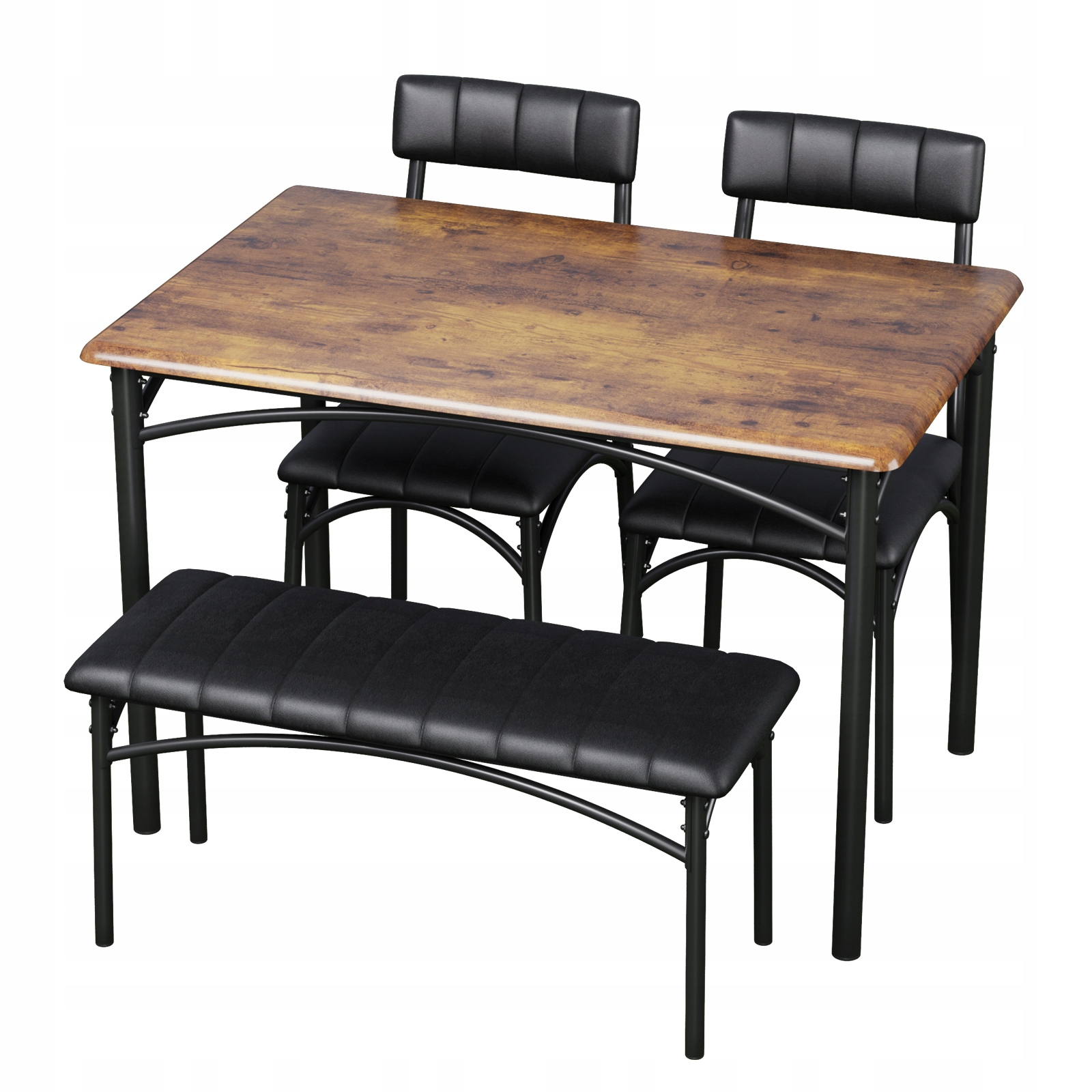 5dílná jídelní sestava pro 4 osoby s čalouněnými židlemi a lavicí