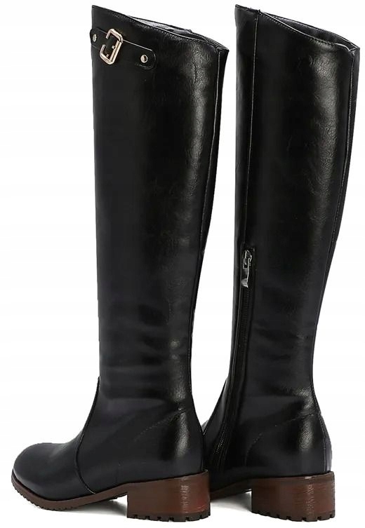 EKOSKÓRZANE KOZAKI JEŹDZIECKIE NA PŁASKIM OBCASIE OCIEPLANE AS4989 [28.5cm] Rozmiar 47