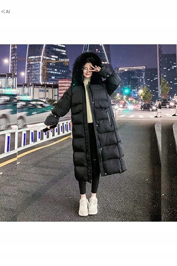 Dlouhá Prošívaná Bunda S Kapucí Ve Sportovním Stylu S 5IA