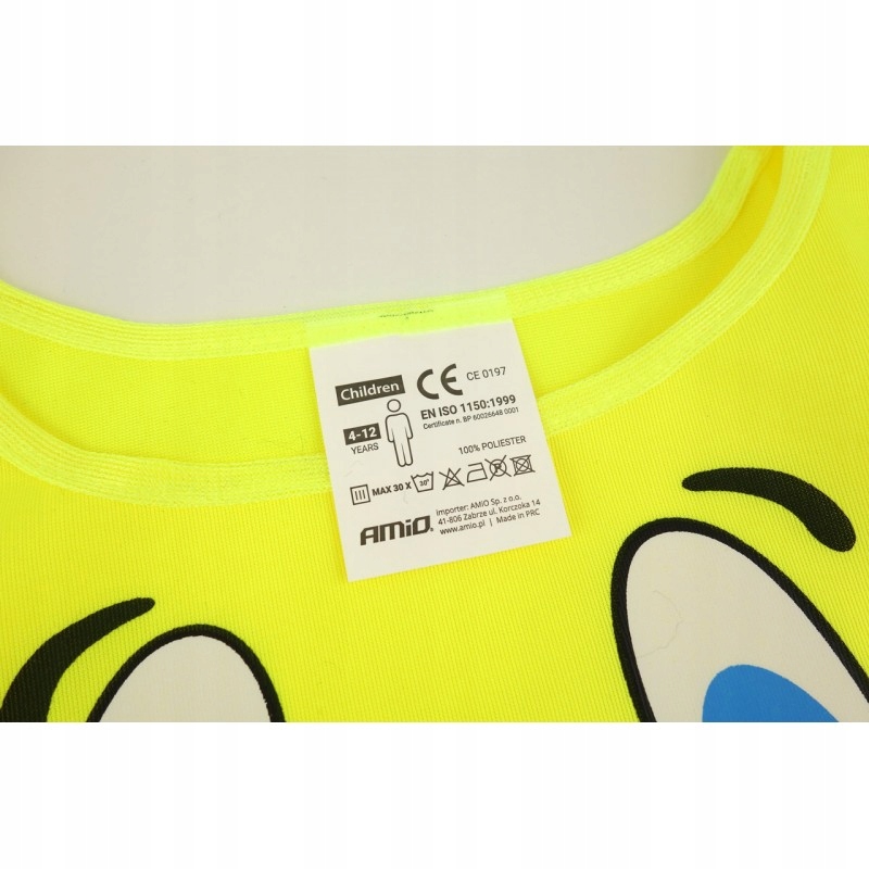 KAMIZELKA ODBLASKOWA DLA DZIECKA DZIECI UŚMIECH UŚMIECHNIĘTA BUŹKA 4-12 LAT Marka Amio