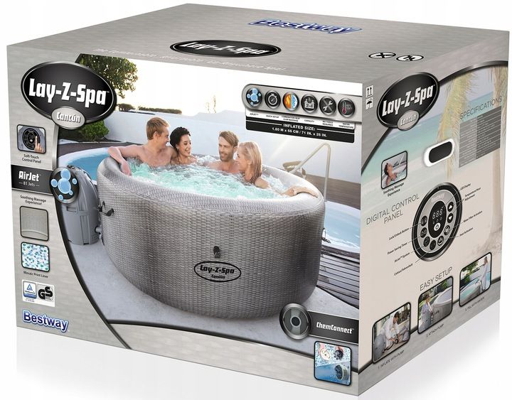 BASEN Jacuzzi pompowane Cancun Lay-Z-Spa Bestway Liczba dysz 120