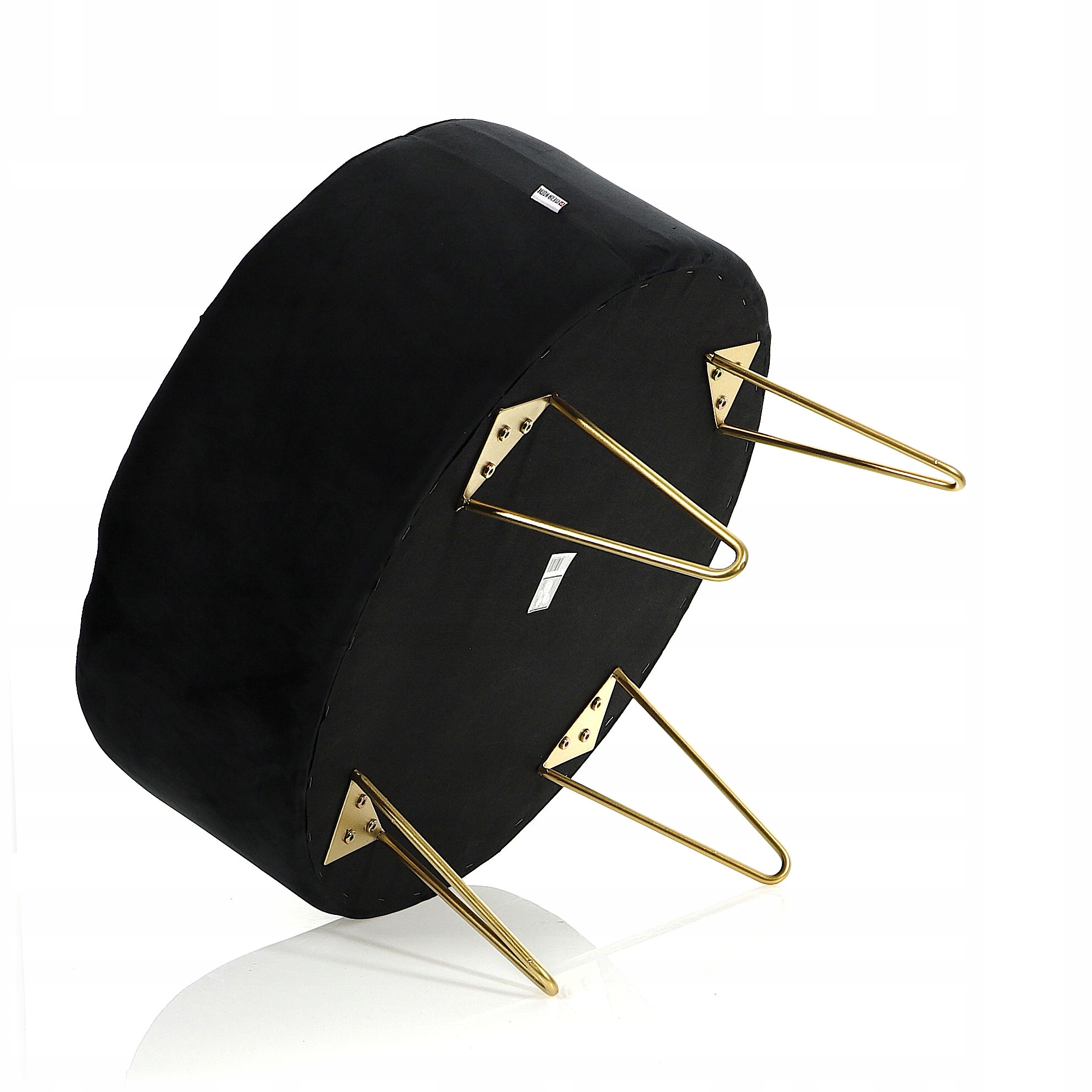 Pufa Welurowa Złota Czarna Welur podnóżek 43cm Kolekcja ALIA