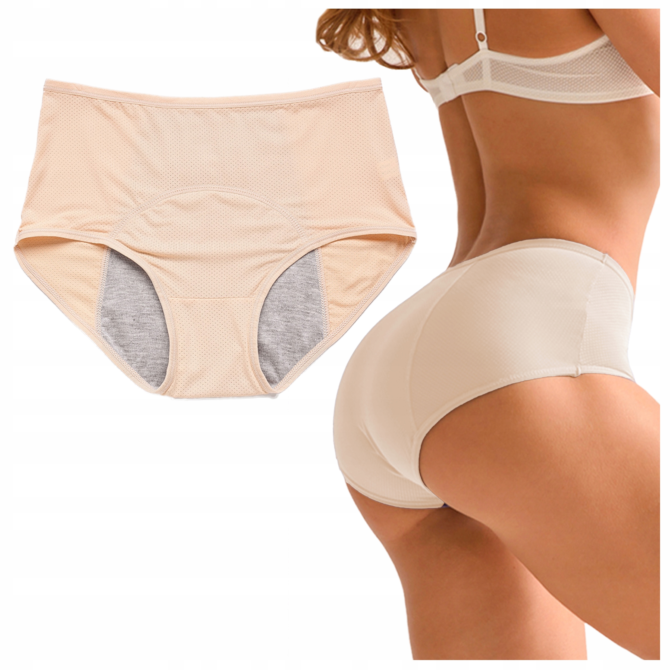 

Majtki menstruacyjne nieprzeciekające Beżowe