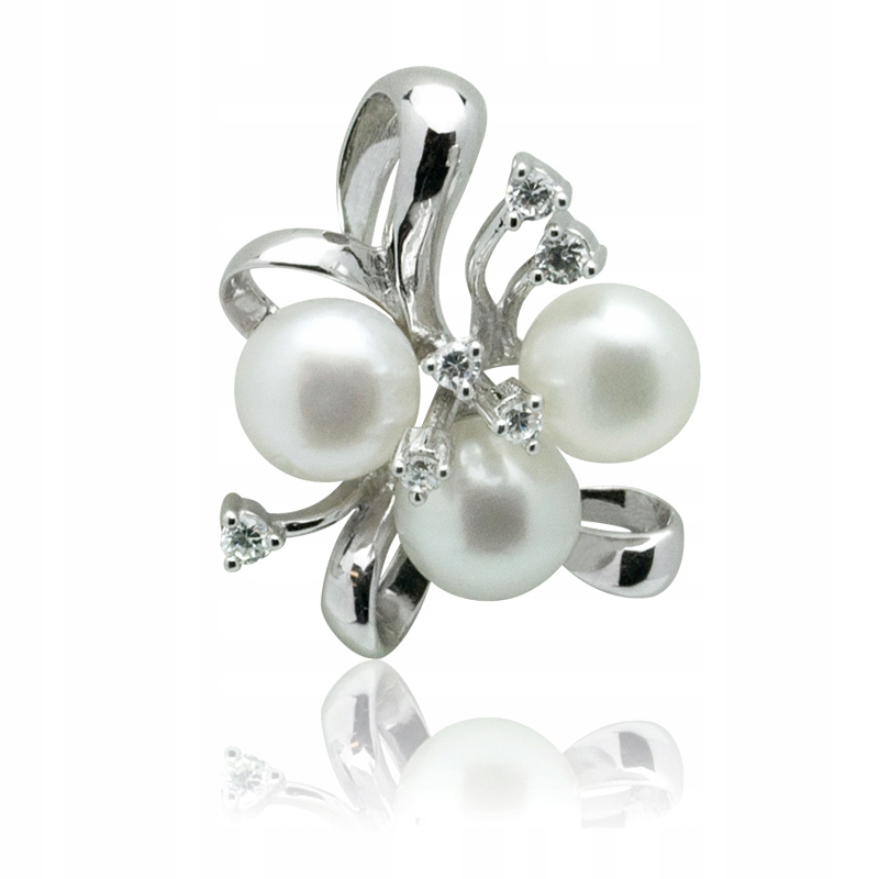 Stříbrný Přívěsek Se Třemi Perlami A Zirkony