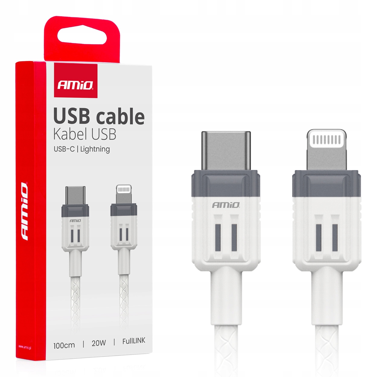 Kabel do ładowania Usb-c Iphone Lightning 20W 100cm AMIO-03910