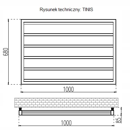Dekoratívny Radiátor Tinis H680 L1000 Zlatý