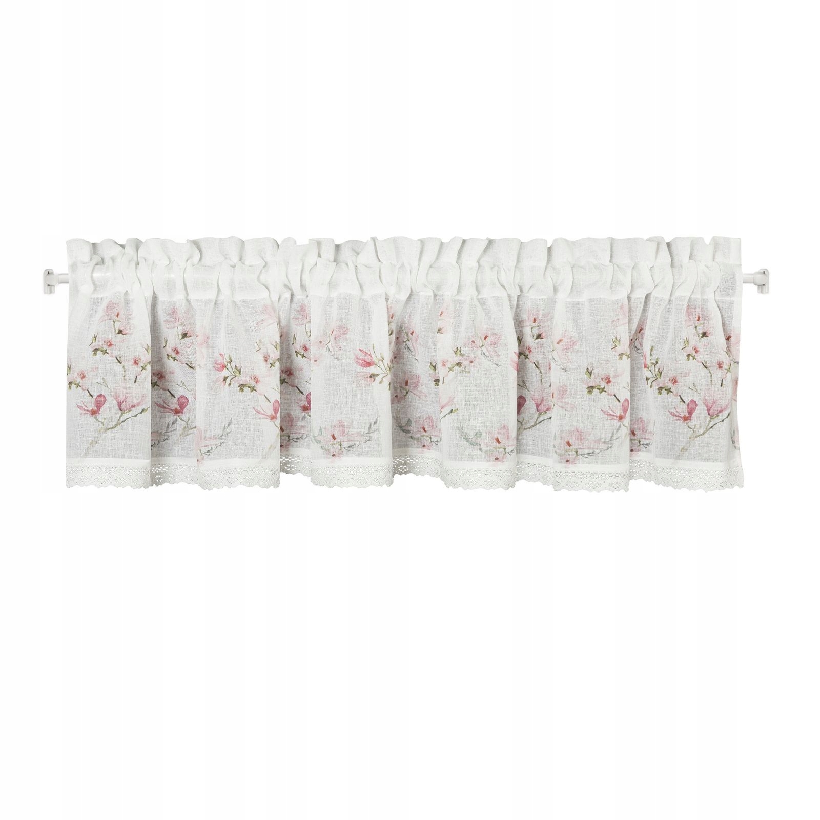 

Firana gotowa zazdrostka Amelia 150x30 biała/ róż