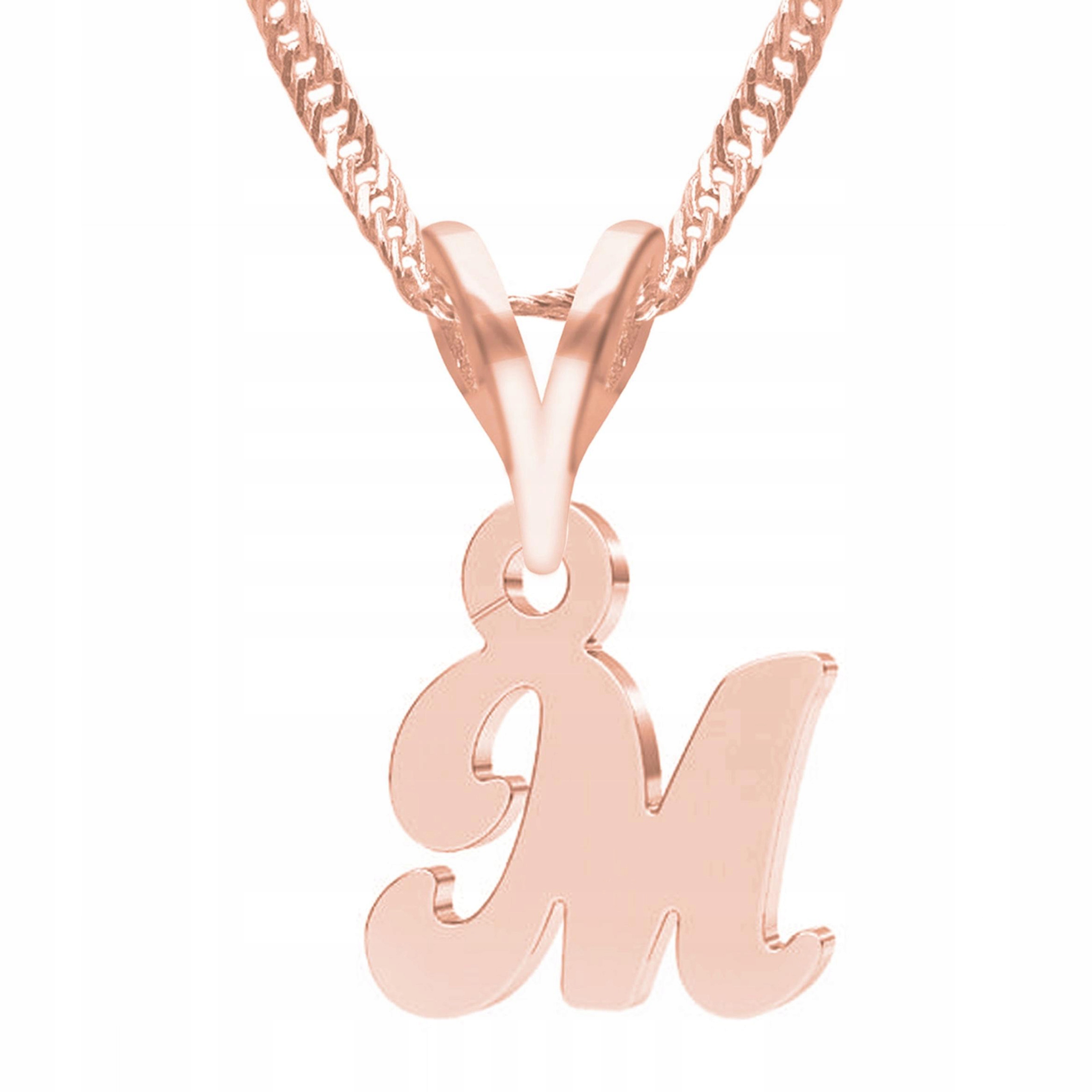 Pozlacený náhrdelník s písmenkem Iniciál Písmeno Iniciál Letter M Stříbro 925