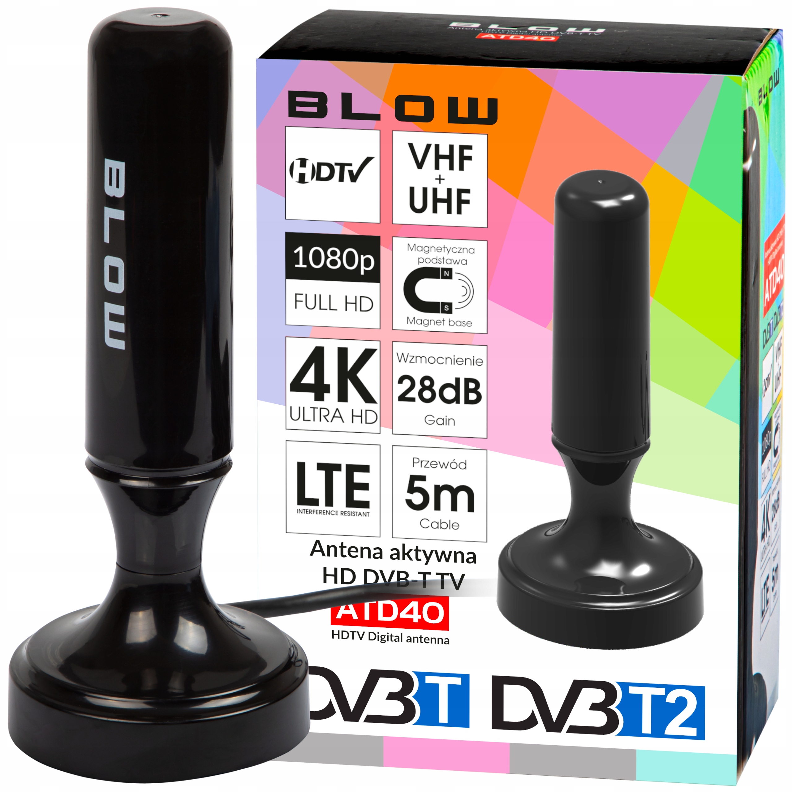 

Antena aktywna Dvb-t Blow pokojowa Tv 4K MUX-8 Lte